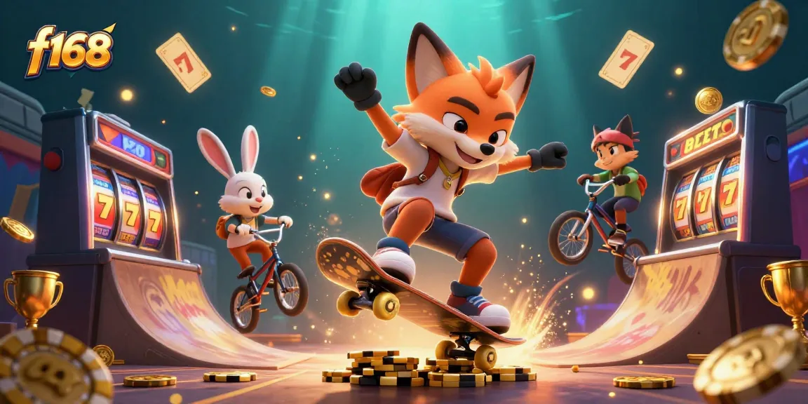 Join the excitement at f168 with animated characters showcasing thrilling casino fun and winning moments.