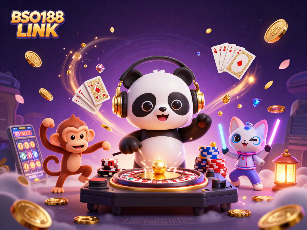 Join the fun with BSO188 LINK as a DJ panda spins reels and breakdancing monkey dances!