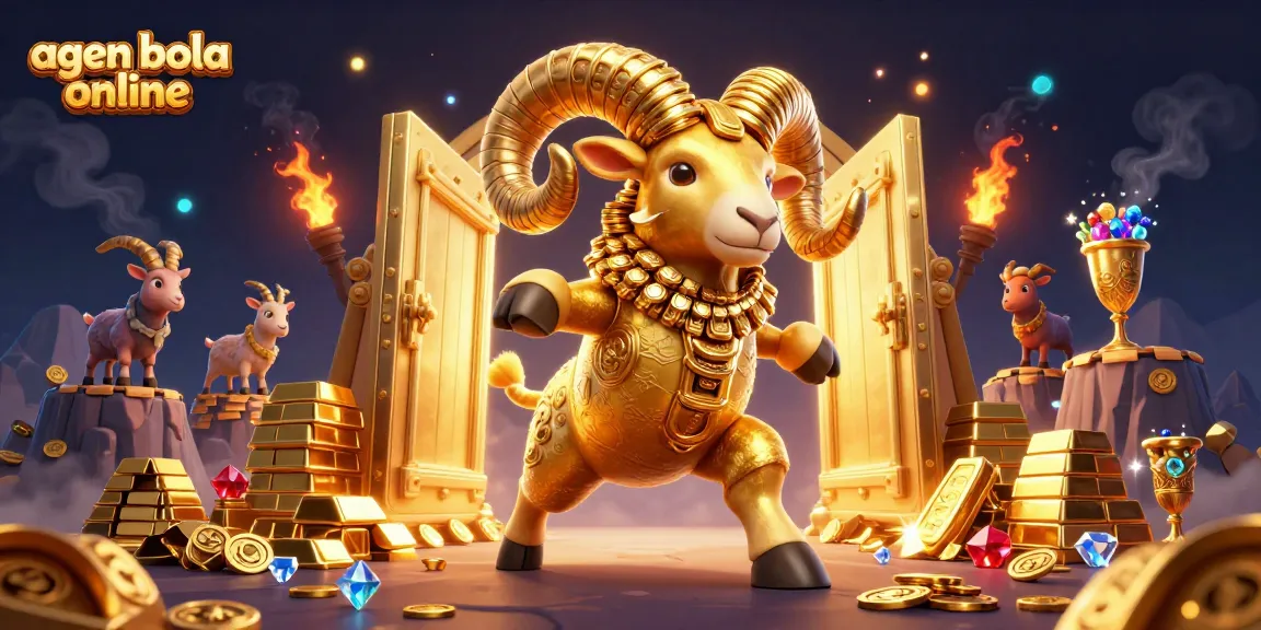 Experience thrilling agen bola online betting with dynamic golden ram and treasure elements.