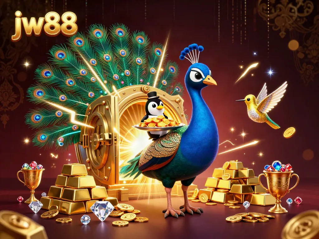 Experience the vibrant excitement of jw88 with colorful casino illustrations showcasing unique characters and a treasure-filled world.