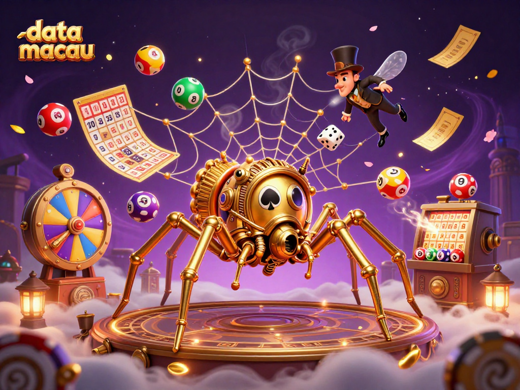 Entice players with data macau predictions in a vibrant casino-inspired 3D illustration.