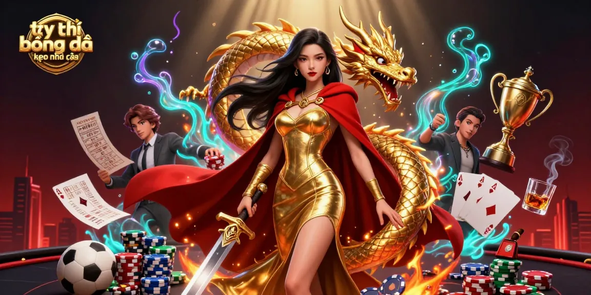 Betting on tỷ lệ bóng đá kèo nhà cái with highlights of a glamorous warrior queen background