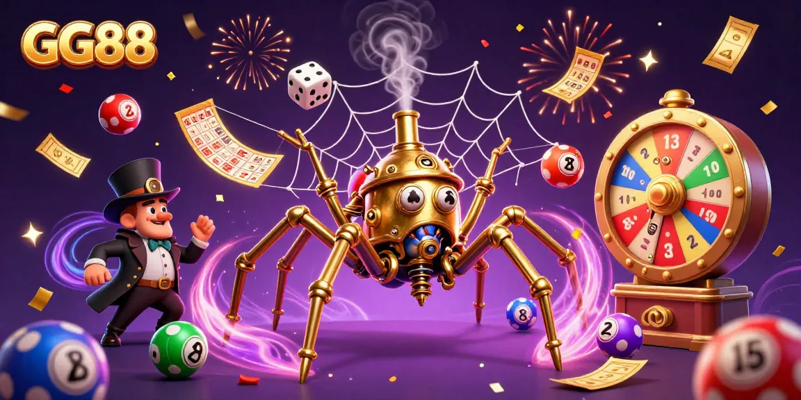 Spin with GG88 as the colorful lottery balls bounce with excitement in this dynamic casino scene.
