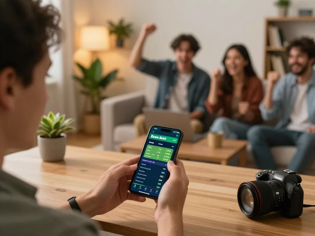 Betting on sports at https://lc88.bio/ with live odds displayed on smartphone, creating a lively gaming atmosphere.