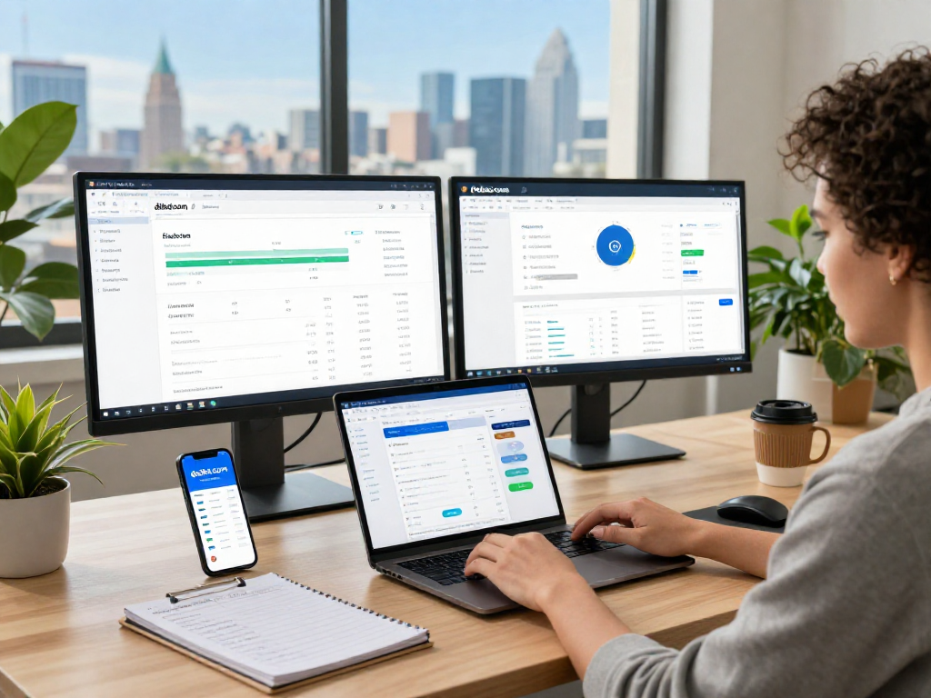 Exploring debet com for financial insights in a modern workspace.
