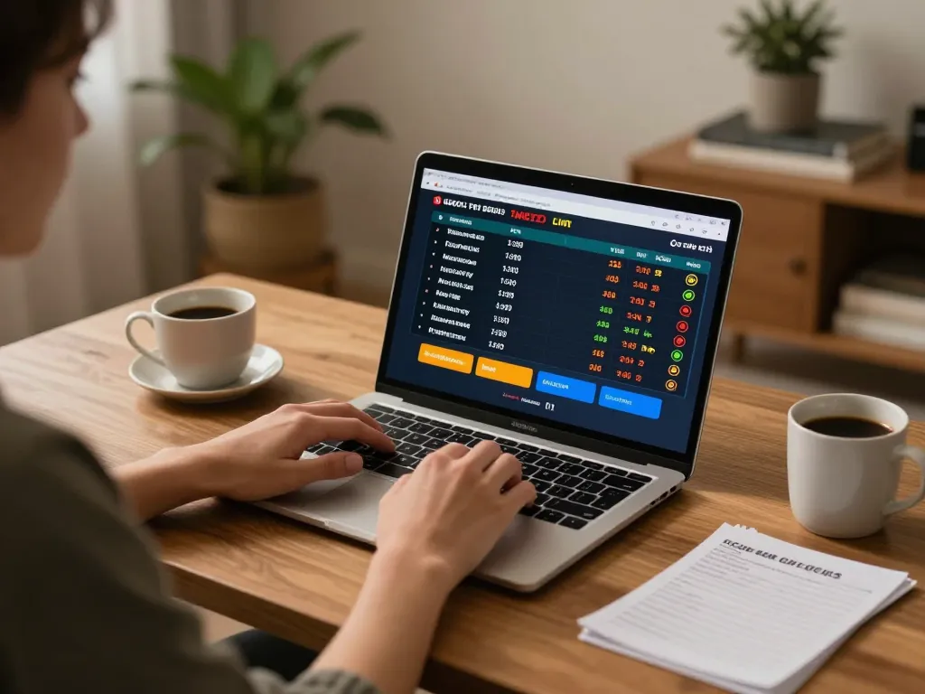 Engaging live betting experience on dagago with a user analyzing odds on a laptop in a cozy home setup
