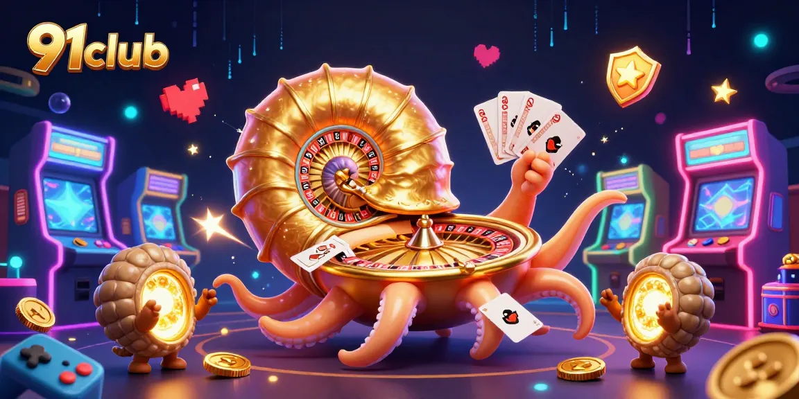 Experience gaming excitement with the 91club, featuring vibrant characters and casino elements.