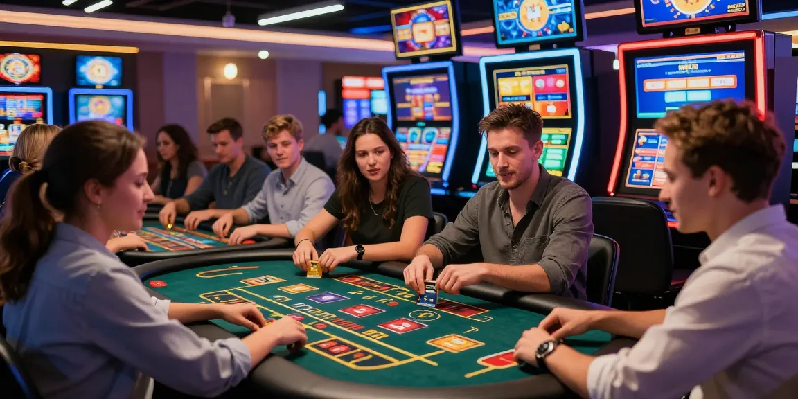 Players engaging at credit card casinos UK, showcasing vibrant gaming scenes with exciting payment options.