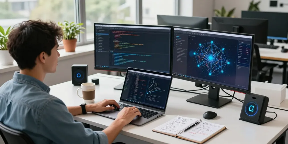 Fast and secure network development environment highlighting 快连 app interface on screens.