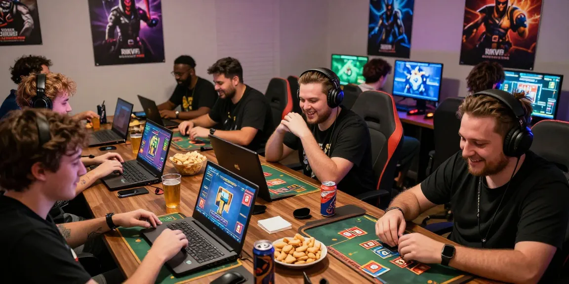 Players engage in thrilling games on the Rikvip platform in a vibrant gaming room.
