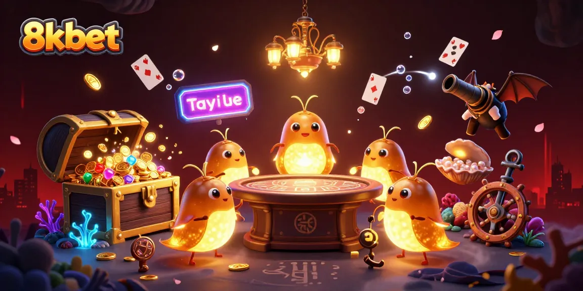 8xbet illuminates a vibrant cave casino, featuring glowworms and a bat dealer amidst gold coins and colorful gems.