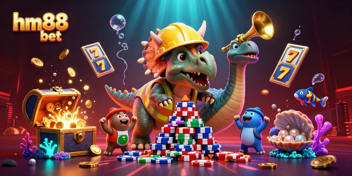 Experience the excitement of hm88 bet with animated casino elements in a vibrant 3D scene