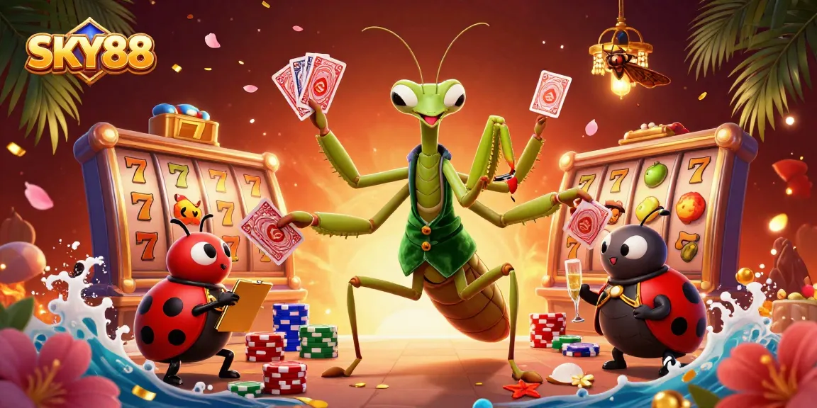 Experience thrilling gameplay at SKY88 with a colorful illustration showcasing a vibrant casino atmosphere.
