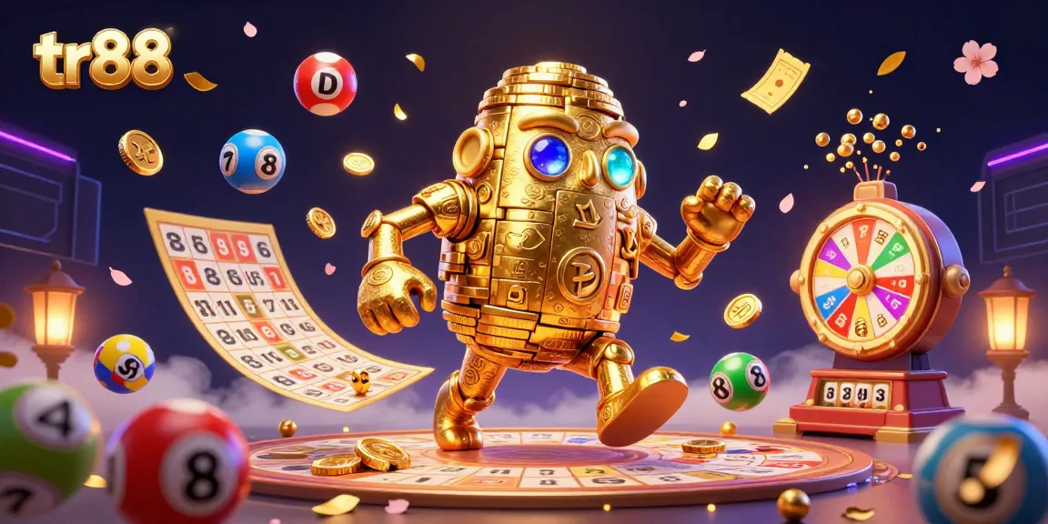 Spin, win, and enjoy vibrant interactions with tr88's captivating golden golem and lottery excitement.