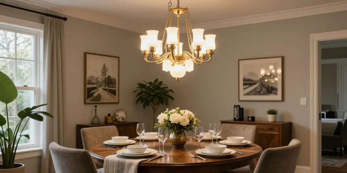 Candelabre led elegant în interiorul unei săli de dining, iluminând masa de sărbătoare.