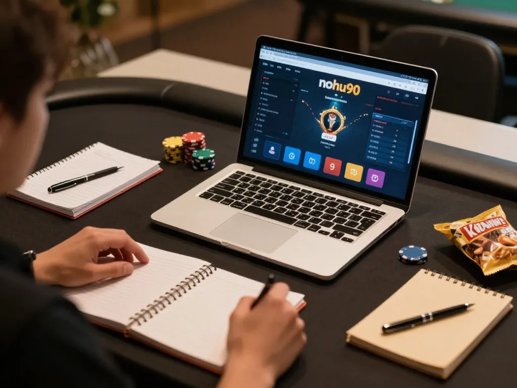 Nohu90 player engaging in poker strategy at home with focused gameplay environment.