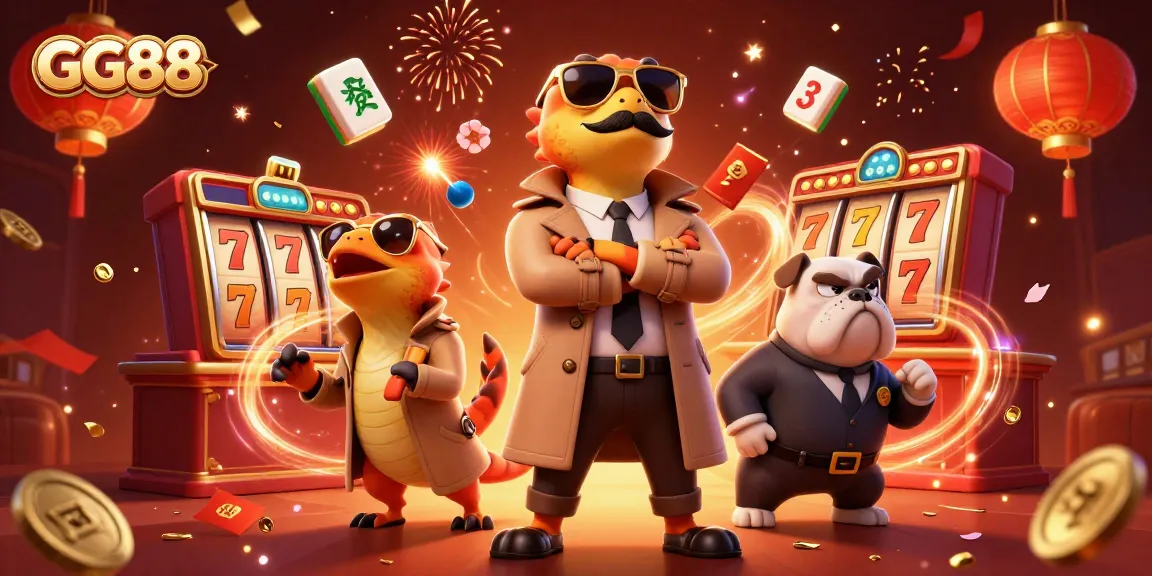 Engaging GG88 casino scene with three cartoon raptors in disguise at a VIP entrance, vibrant gaming elements
