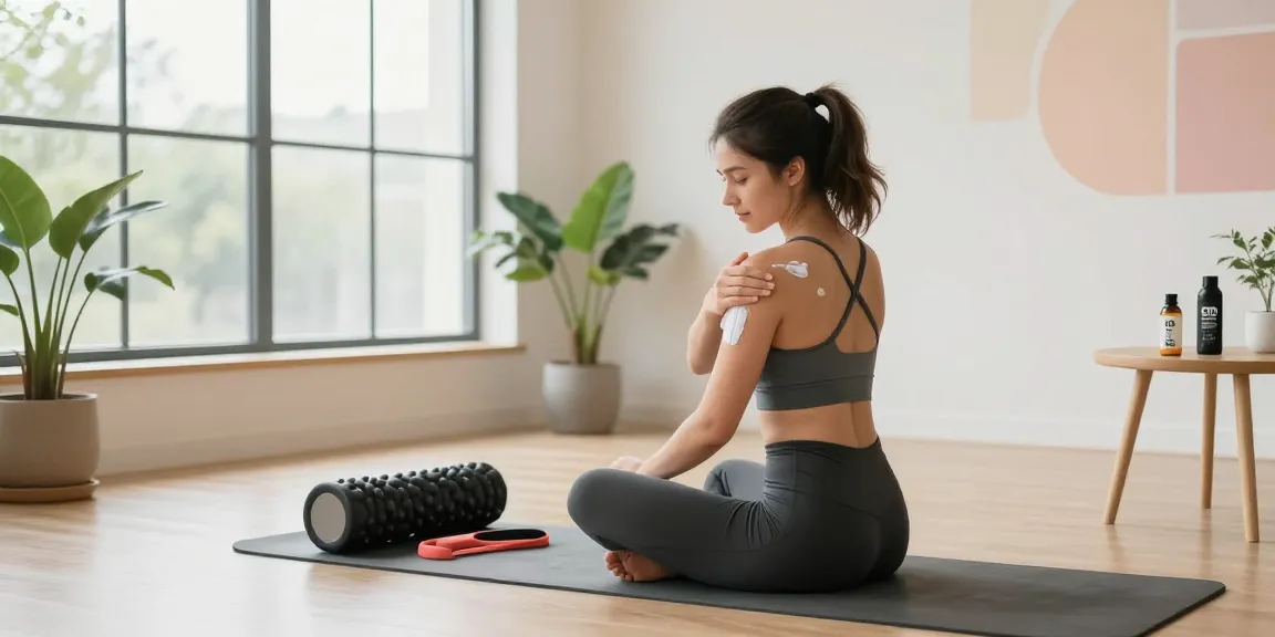 Post-workout recovery scene with ministryofcannabis CBD cream application for natural wellness.
