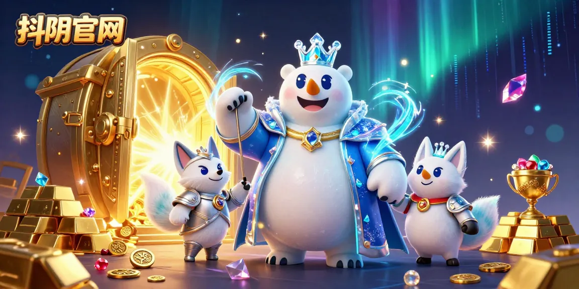 Engaging scene of 抖阴官网 showcasing a polar bear king and a silver-armored fox amidst a treasure vault, emphasizing casino excitement.