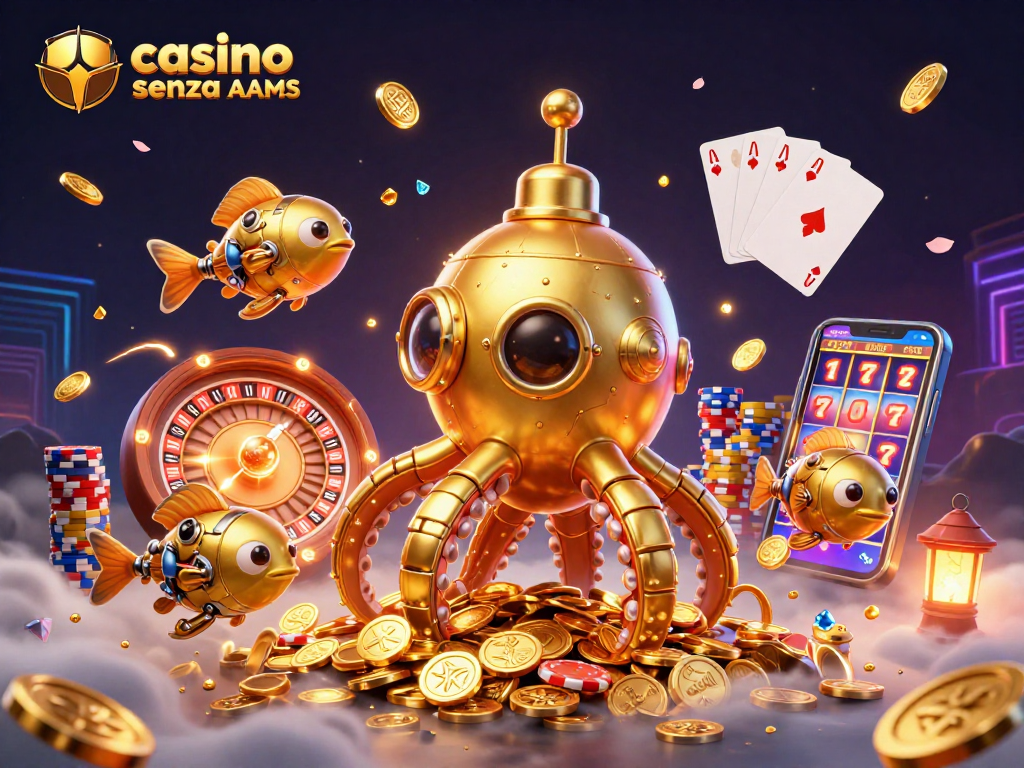Gioca nel casinò senza AAMS con i migliori giochi d'azzardo, immerso in un mare di monete d'oro.