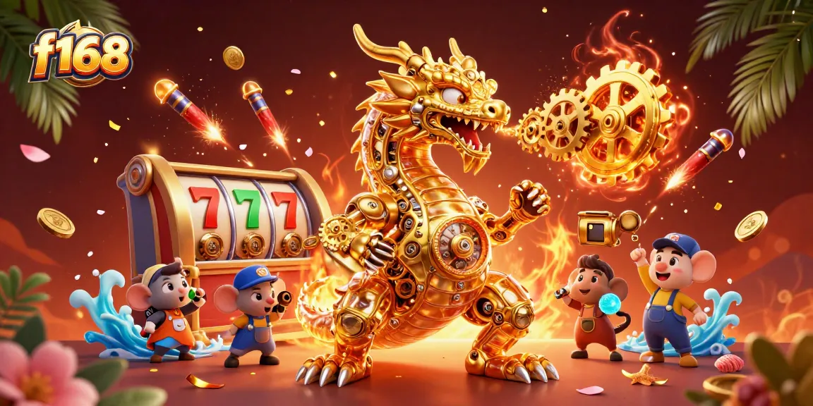 Experience thrilling gameplay at f168 with a captivating dragon and vibrant casino elements, enhancing your gaming adventure.