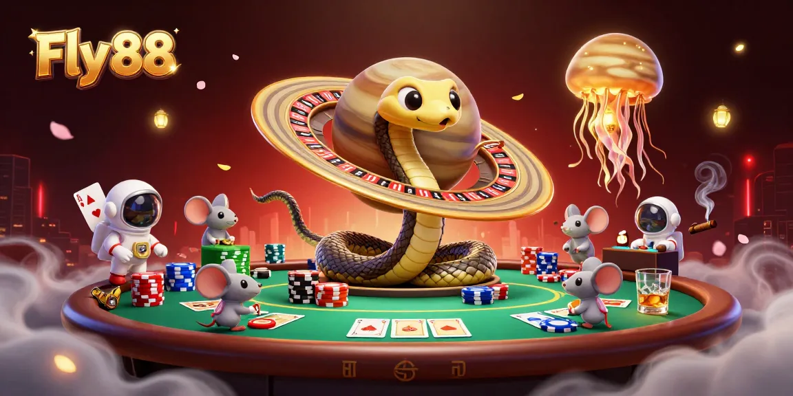 Engage in thrilling bets at Fly 88 with a captivating cosmic casino experience featuring roulette and poker elements.