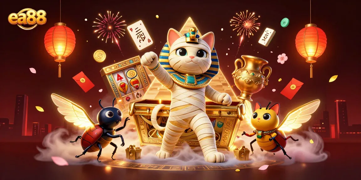 Experience thrilling Egyptian-themed slots at ea88, featuring vibrant characters and dynamic gaming elements.