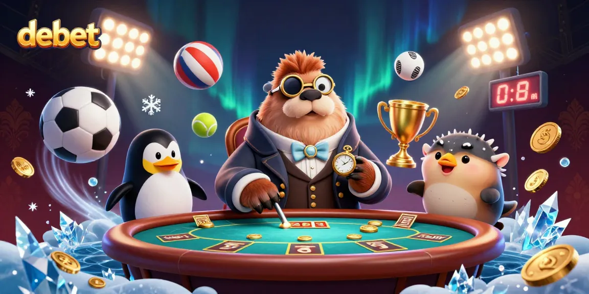 Engage with debet's exciting underwater poker scene featuring a walrus and penguin dealer.
