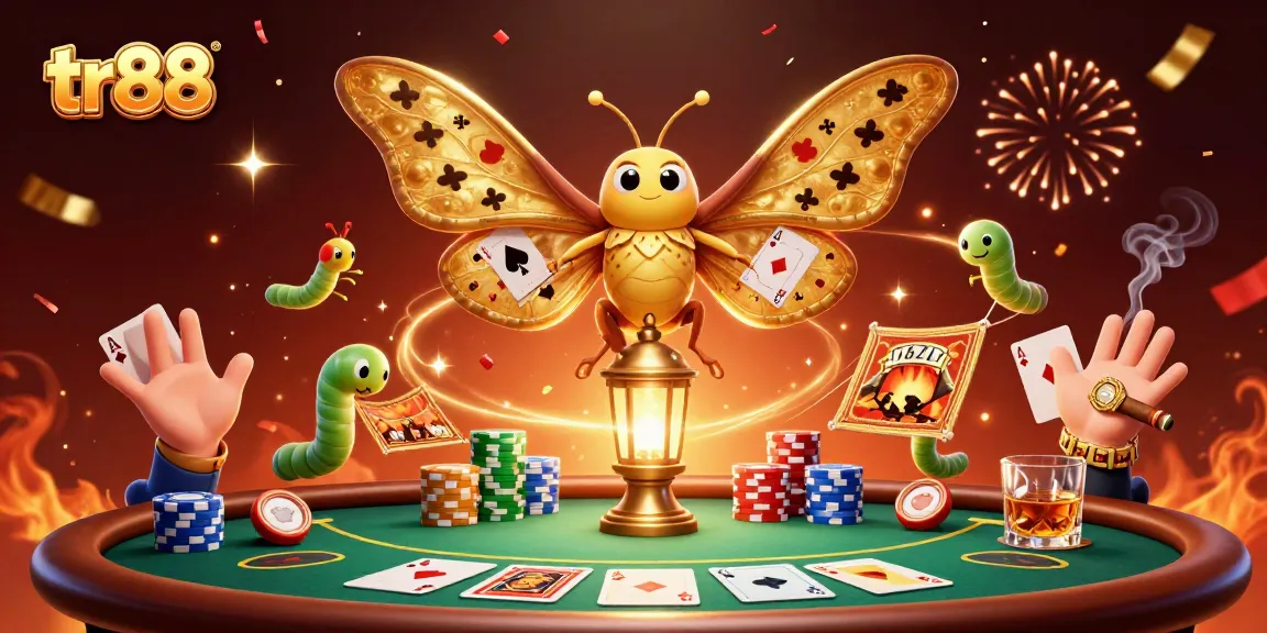 Engage in thrilling poker games with tr88's vibrant 3D casino scene featuring majestic elements.