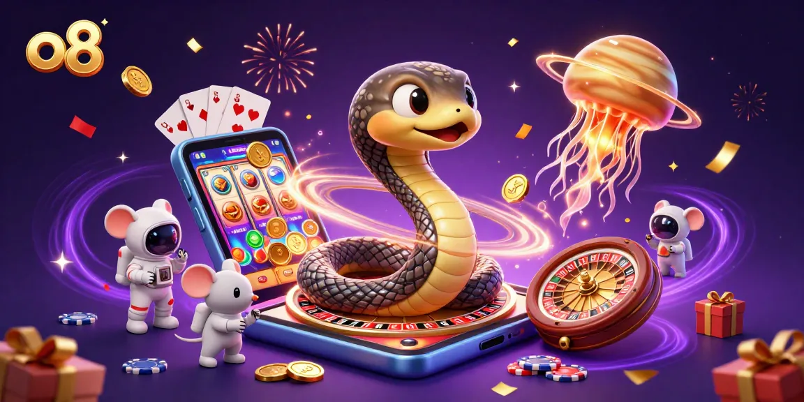 Experience the thrill of gambling with o8 as astronaut mice place bets on a cosmic roulette wheel.