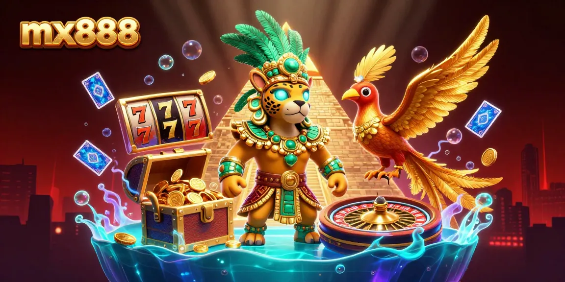 Join mx888's exhilarating gaming experience with vibrant reels, gold coins, and a mystical Mayan theme.