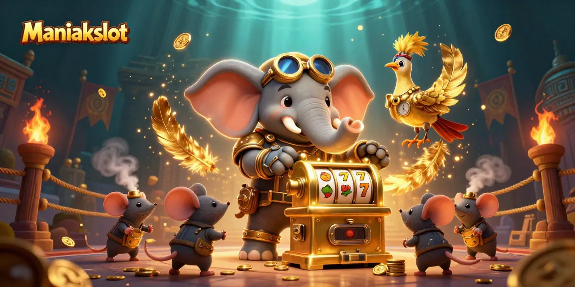 Spin the reels with Maniakslot in this vibrant 3D casino scene filled with excitement!